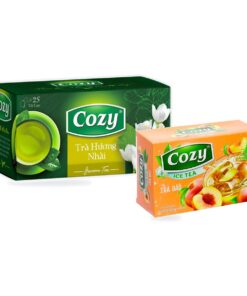 Trà Cozy túi lọc hương lài và trà Cozy hòa tan vị đào 3in1